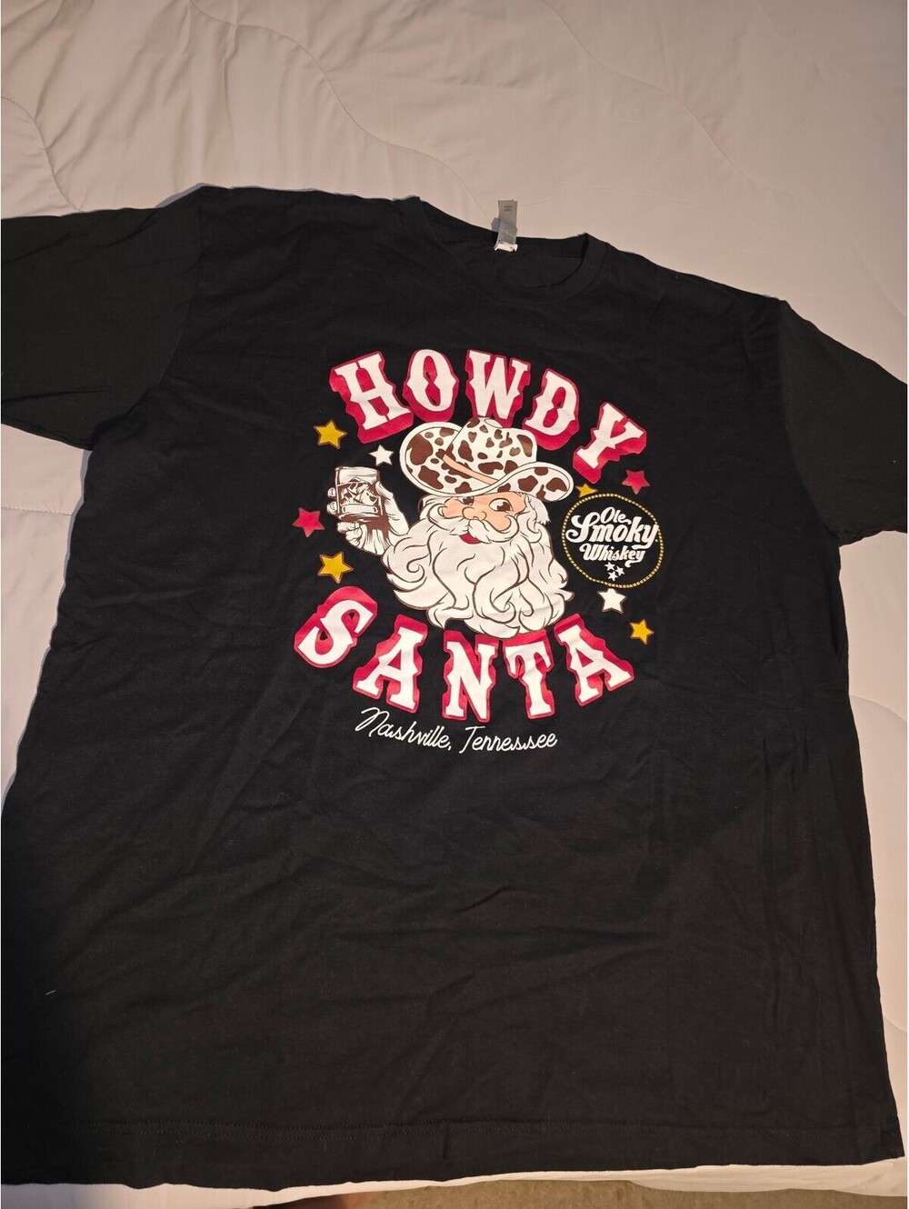 Women's Christmas HOWDY Santa t shirt. XXL  BLACK - Picture 2 of 7